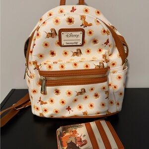 Limited Edition Loungefly Disney Fox and the Hound Backpack and Wallet